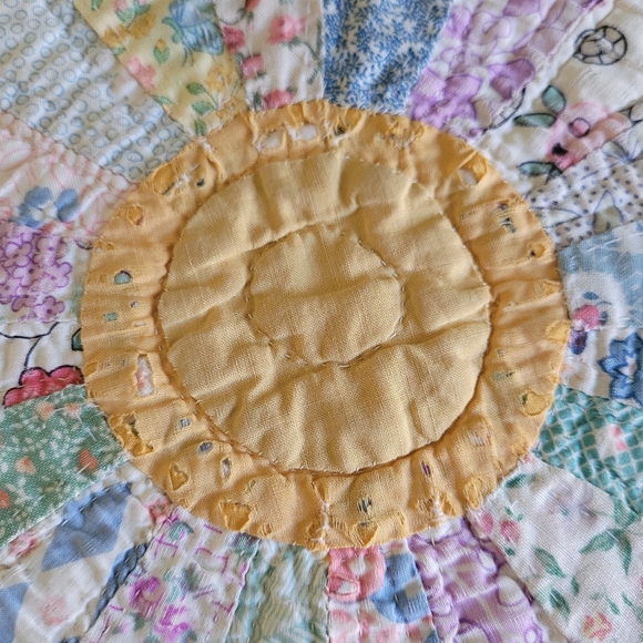 Antique Dresden Plate 1920s Patchwork Quilt 84 x 84 SHIPS TODAY - Picture 14 of 14